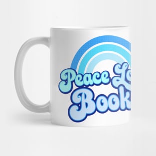 PEACE LOVE BOOKS - Blue Retro Rainbow Mug